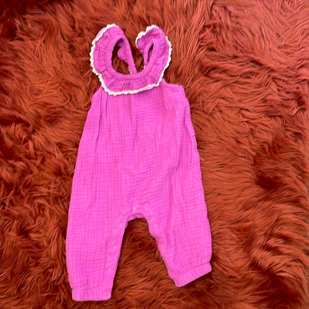 Cat and jack purple romper with white detail 3-6 months